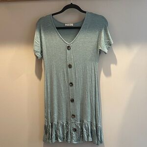 Olivia Rae Sage Green V-Neck Button Mini Dress